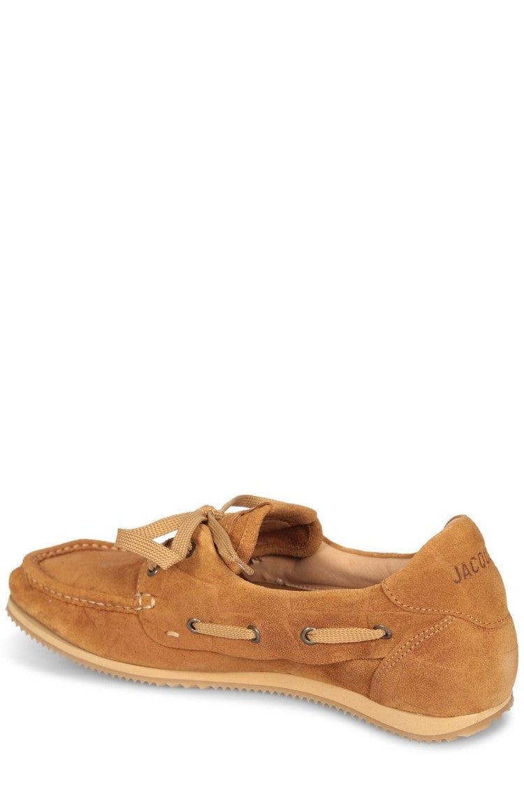 Jacquemus Tan Suede Moccasin Loafers With Lace Detail