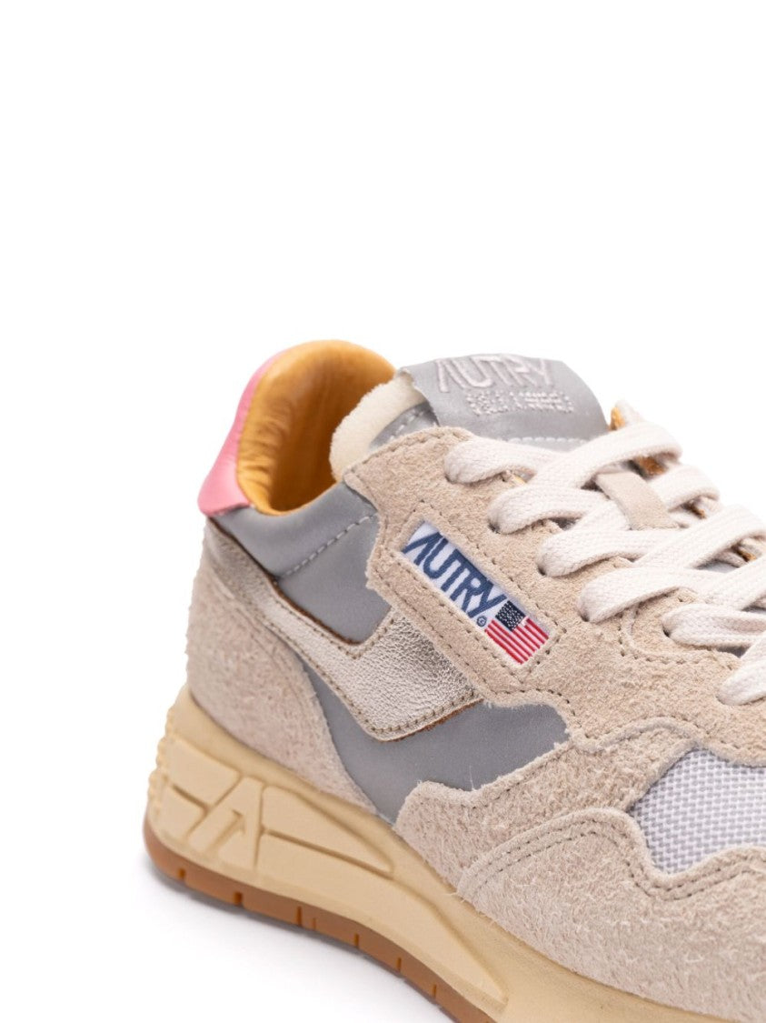 Autry Beige Panelled Ridged Sneakers