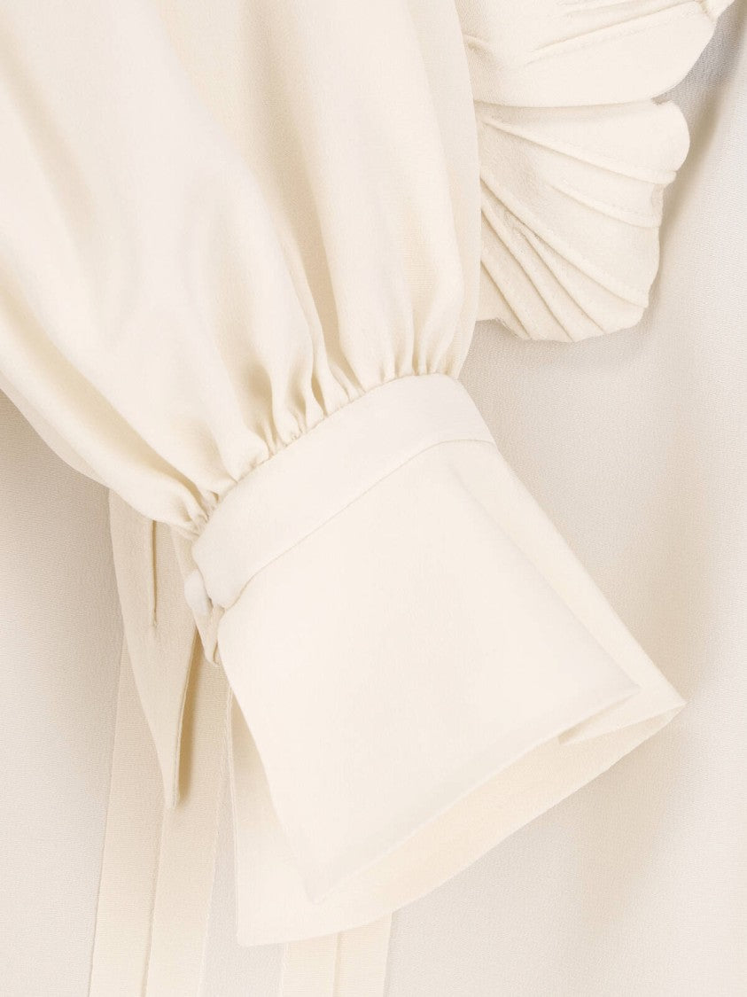 Valentino White Flowing Puffed Sleeve Fabric Blouse