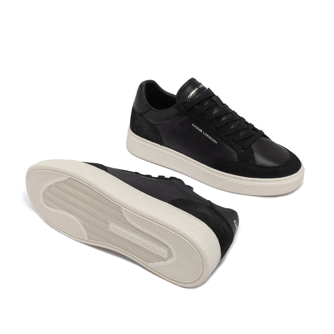 Crime London Eclipse Sneakers In Black Leather With Suede Details