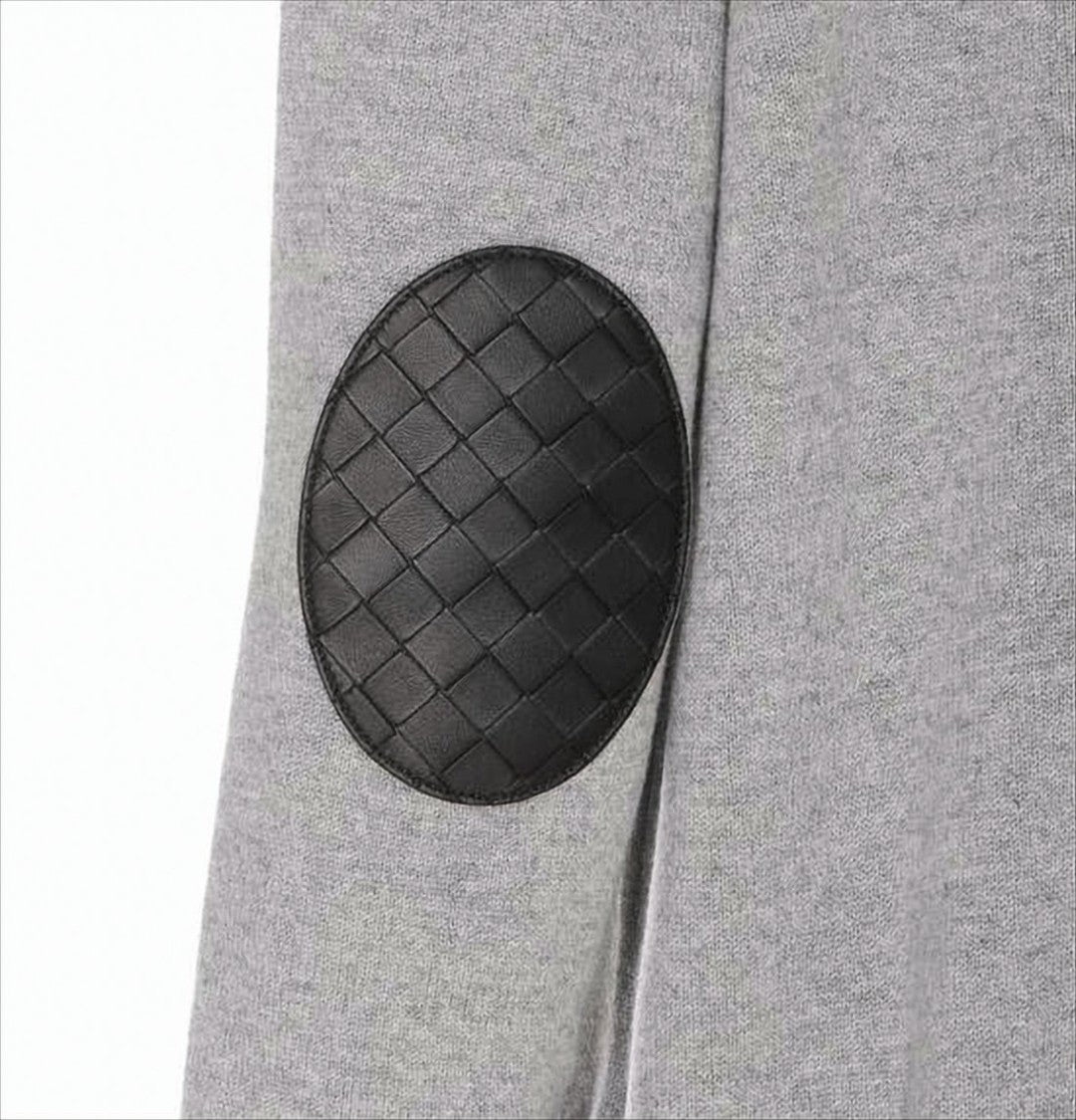 Bottega Veneta Cashmere Knit Cardigan With Leather Elbow Patches