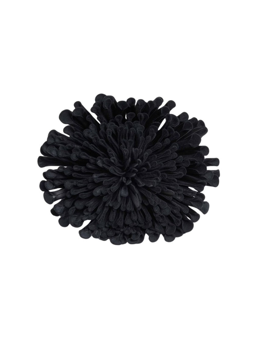Alaïa Intricately Crafted Black Leather Flower Hair Accessory