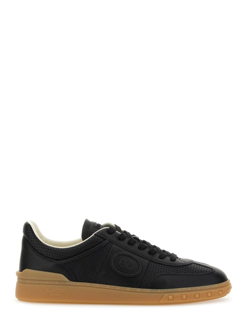 Valentino Garavani Black Low-Top Sneakers With Perforated Leather Accents