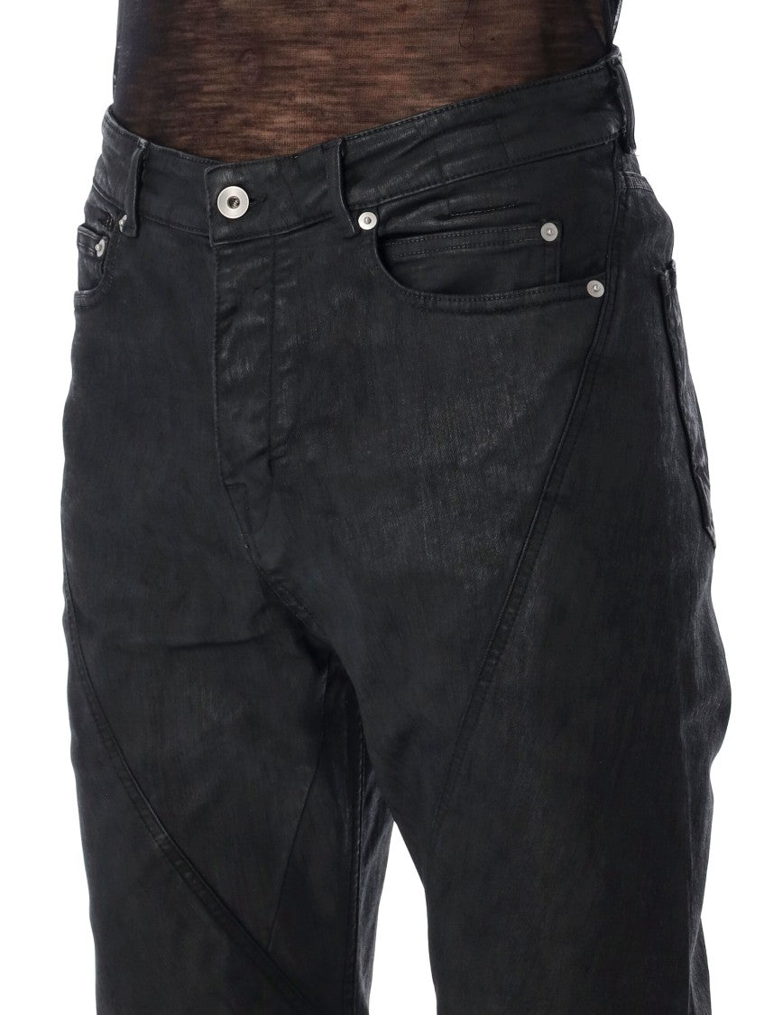 Drkshdw By Rick Owens Drkshdw Black Waxed Bias Bootcut Jeans