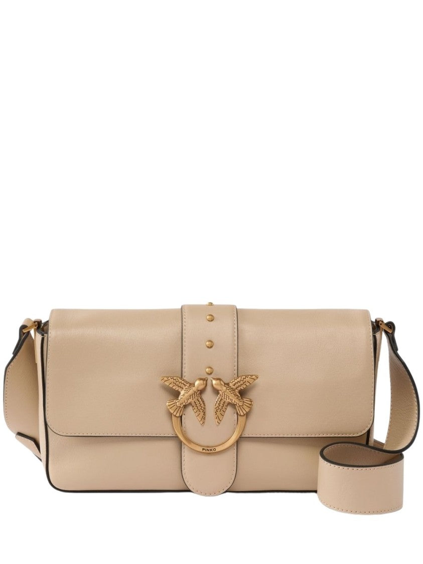 Pinko Beige Shoulder Bag With Unique Bird Motif