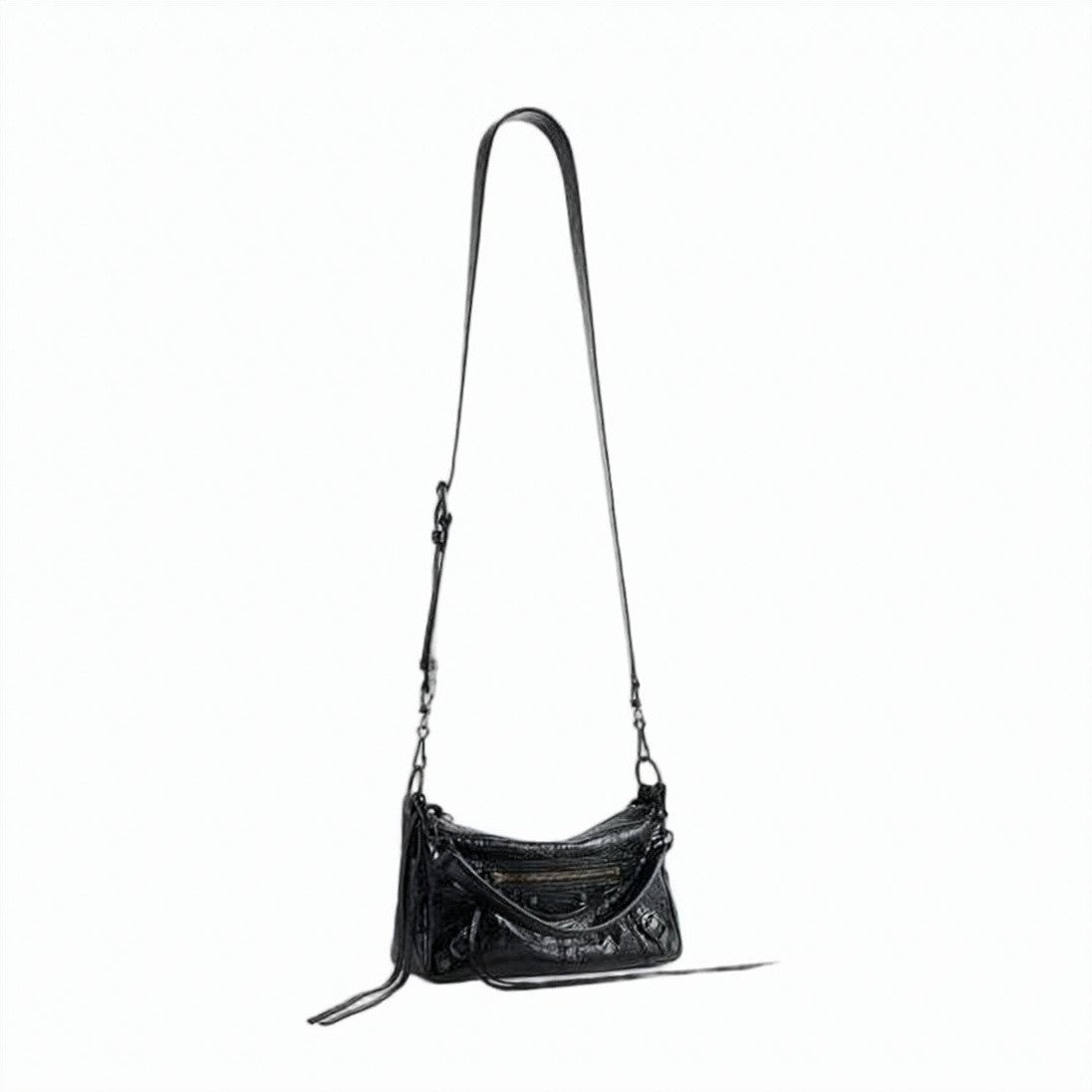 Balenciaga Textured Lambskin Shoulder Bag With Glossy Finish