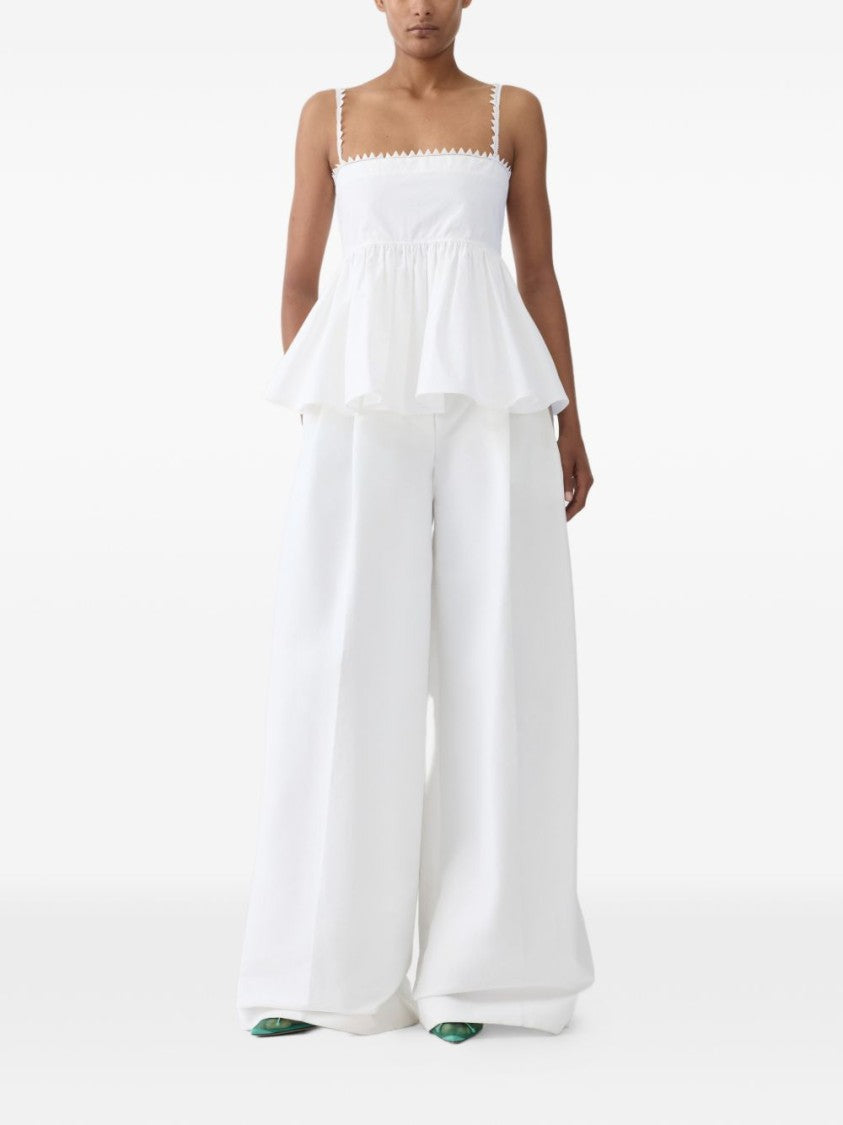 Jacquemus White Square Neck Cotton Peplum Tank Top