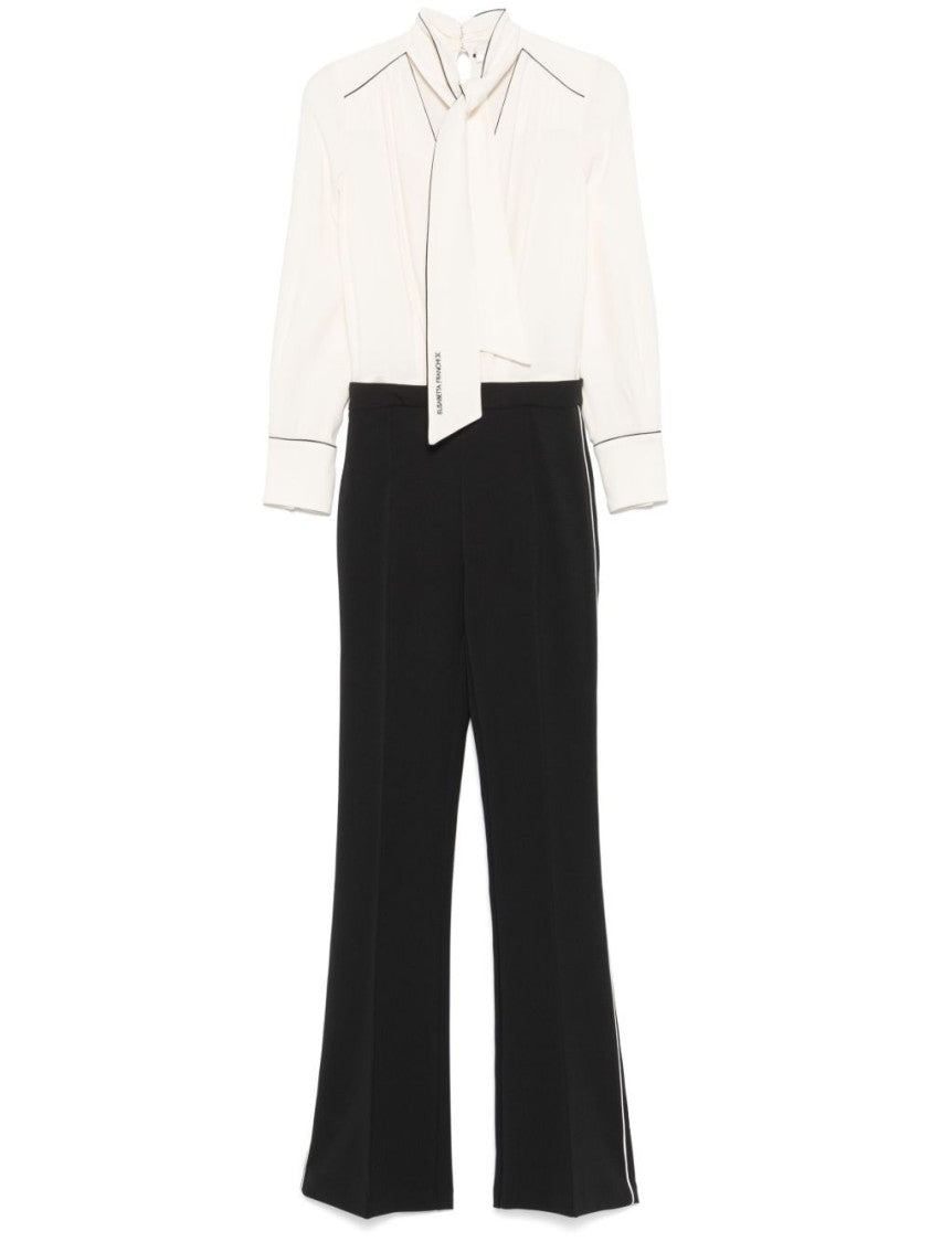 Elisabetta Franchi Fitted Black Jumpsuit With Blouse Top