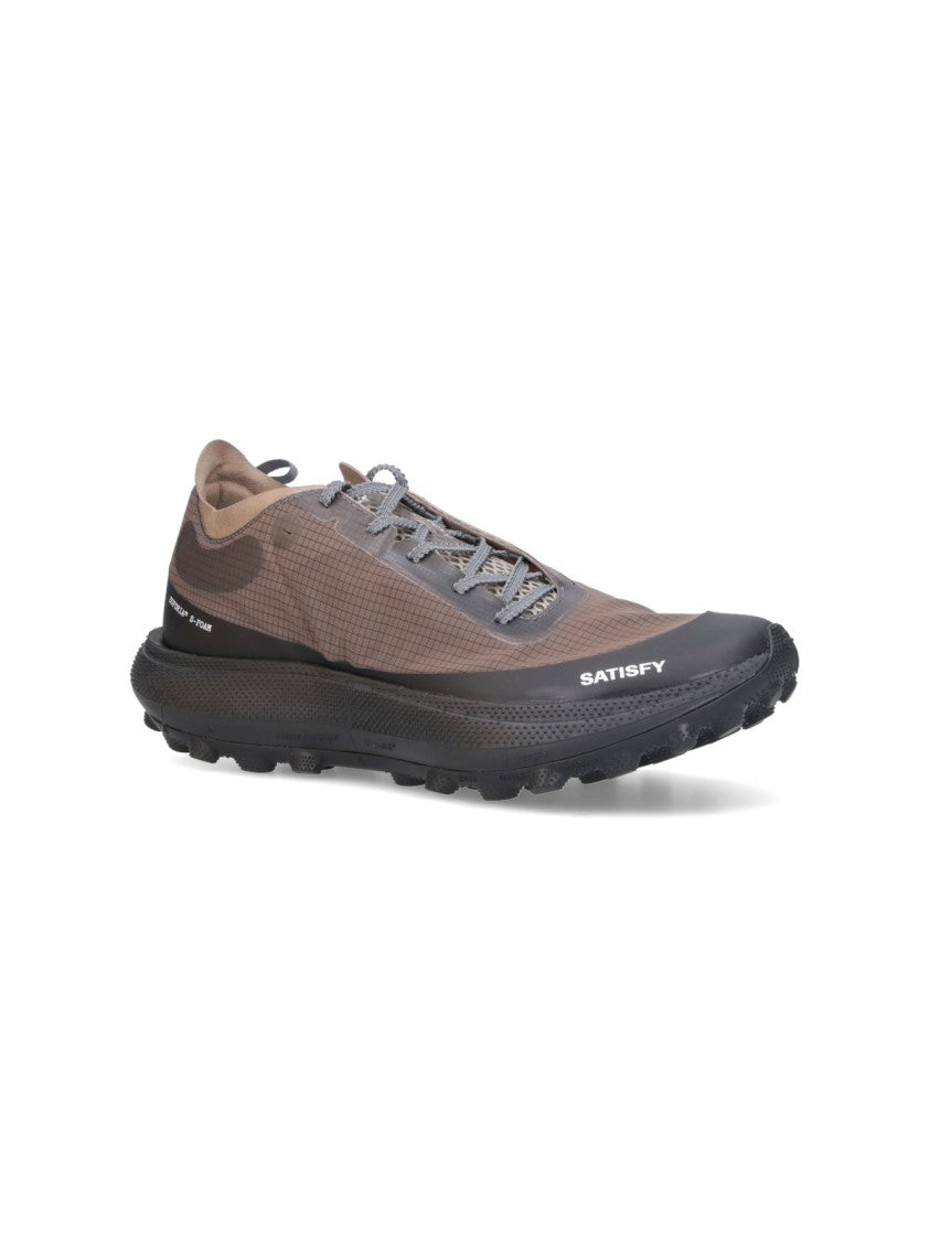 Satisfy Gray Streamlined Fabric Low-Top Sneakers