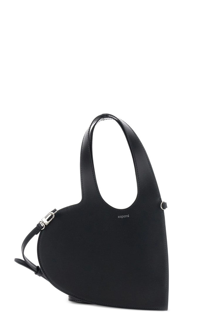 Coperni Black Mini Heart Removable-Strap Leather Tote Bag