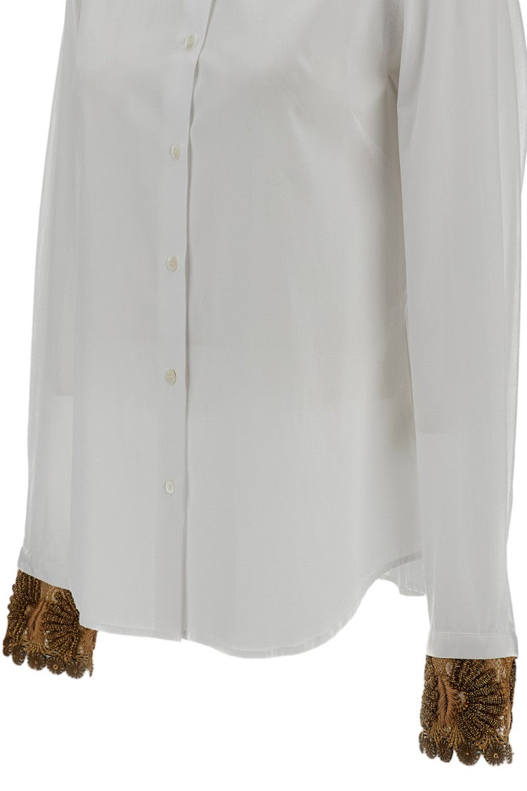 Dries Van Noten White Embroidered Cotton-Poplin Shirt