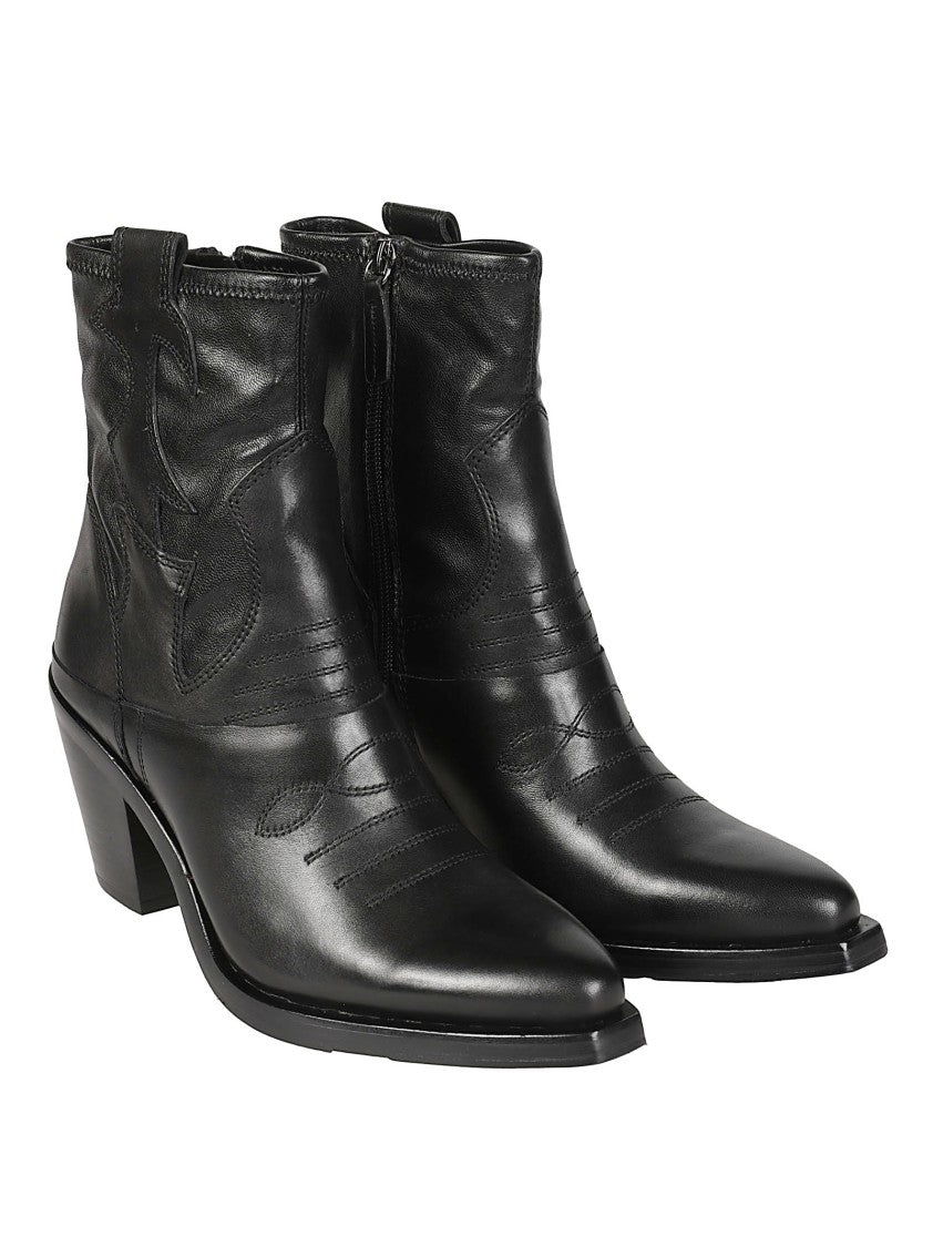 Ash Jagger Pointed Toe Stitch Detail Ankle Boots