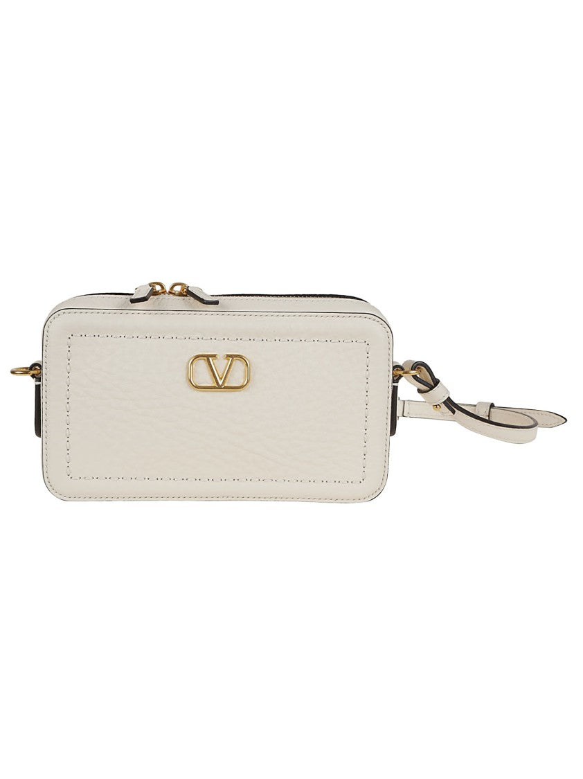 Valentino Antique Brass Vlogo Grained Calfskin Mini Camera Case