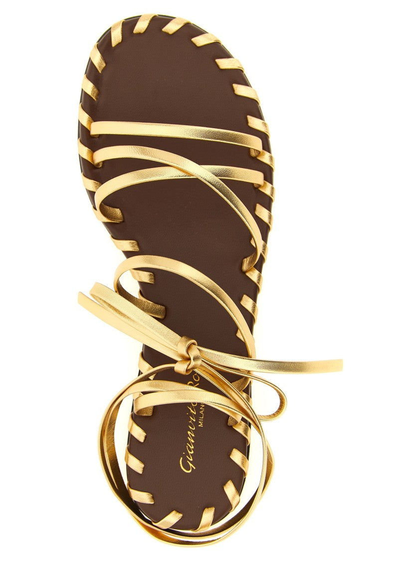 Gianvito Rossi Nappa Sandals With Moroccan Weaving And Ankle Ties