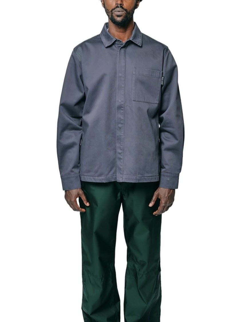 Gr10k Long Sleeve Grey Shirt With Subtle Logo Detail And Classic Collar