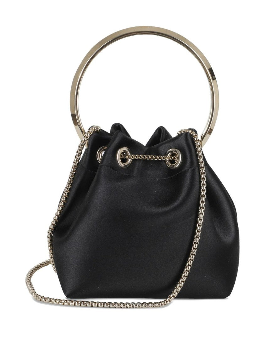Jimmy Choo Satin-Finish Black Shoulder Bag