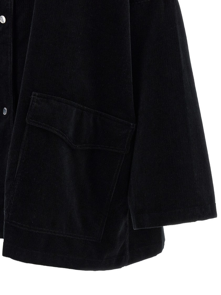 Totême Textured Velvet Overshirt With Flap Pockets And Snap Closure