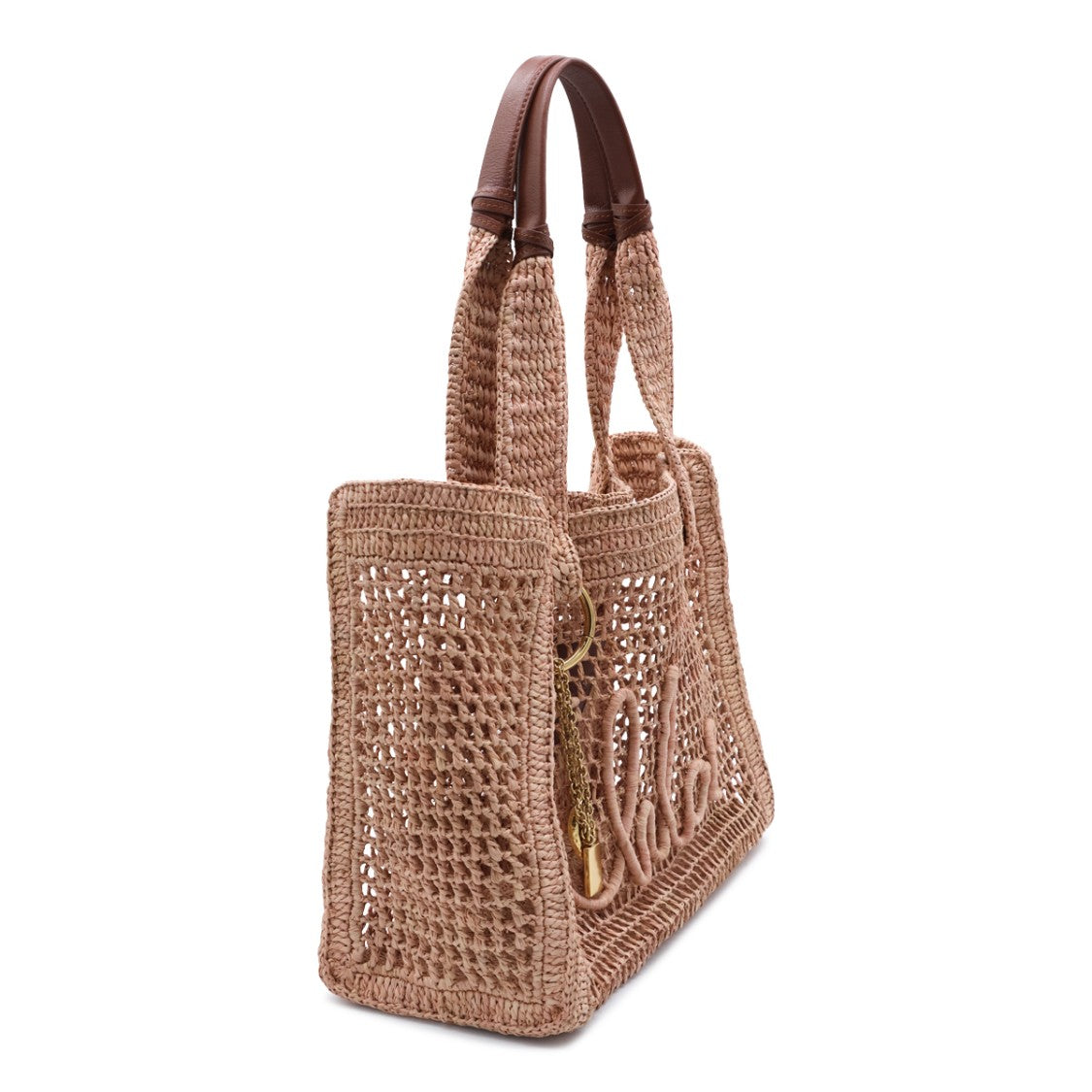 Chloé Rectangular Woven Tote Bag With Crochet Design