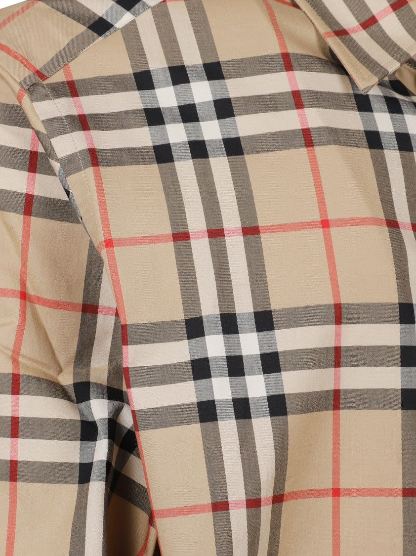 Burberry Beige Plaid Button-Down Shirt