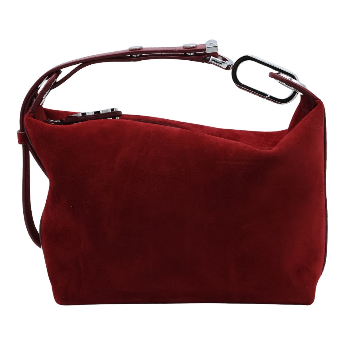 Christian Louboutin Burgundy Suede Silver-Hardware Handbag