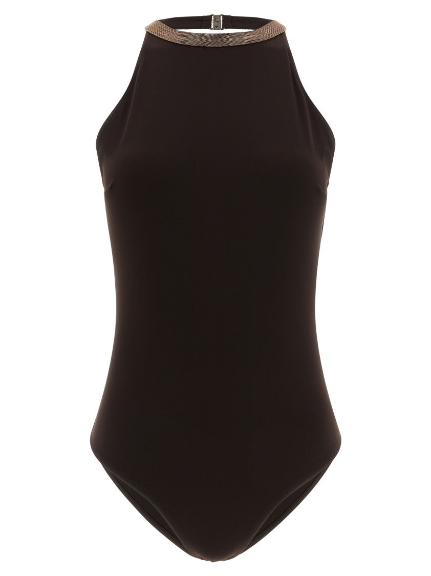 Brunello Cucinelli One-Piece Swimsuit With Precious Collar Detail