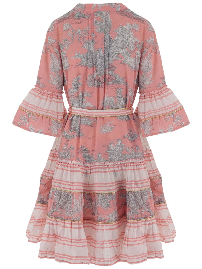 Pep's Cannes Floral-Print Cotton Dress With Adjustable Waist And Puff Sleeves