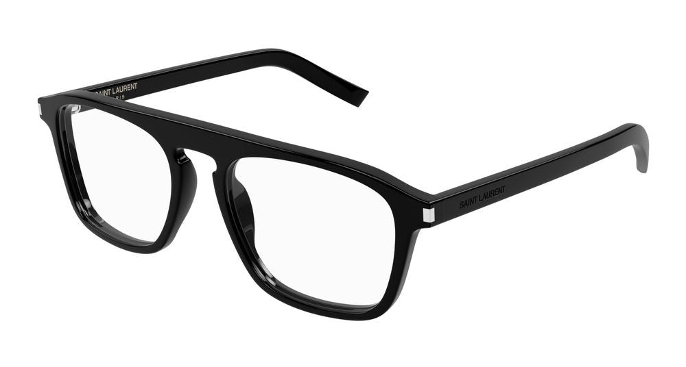 Saint Laurent Black Bold Rectangular Acetate Eyeglasses