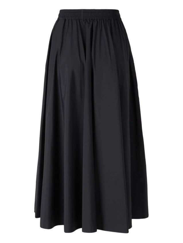 Herno Flowing Black Midi Skirt With Elastic Waistband