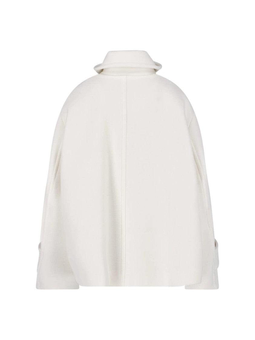 Chloé Boxy White Jacket With High Stand Collar