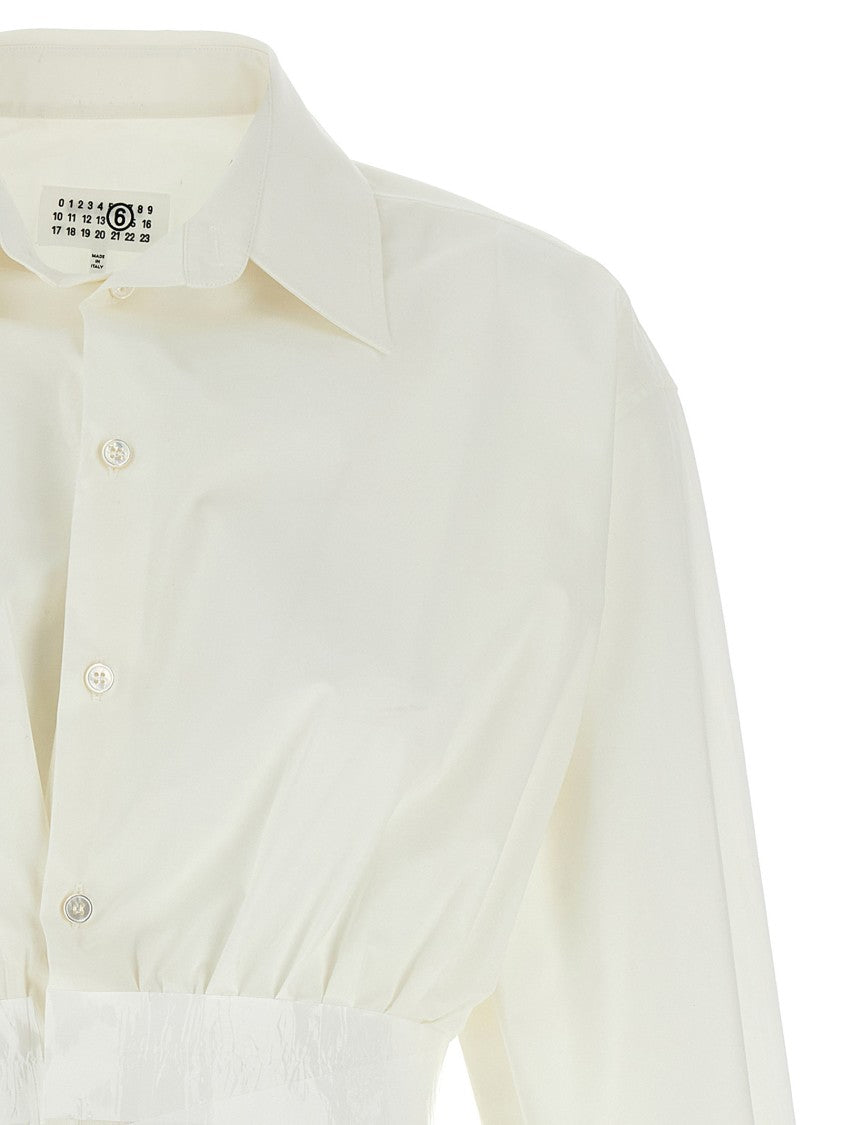 Mm6 By Maison Margiela Tailored Cotton Poplin Shirt With Taped Waist Detail
