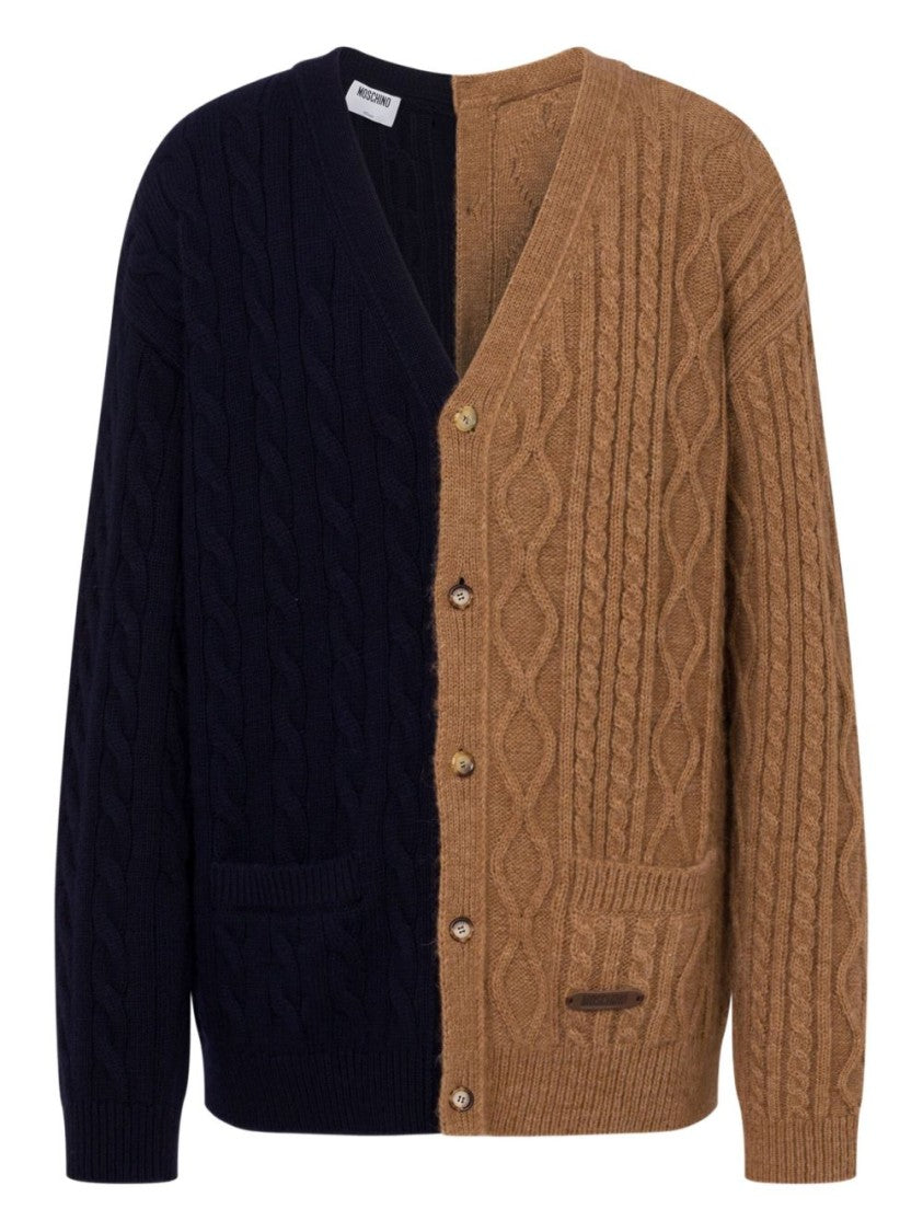 Moschino Two-Tone Cable Knit Cardigan