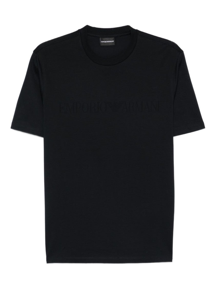 Emporio Armani Blue Boxy Embossed Logo T-Shirt