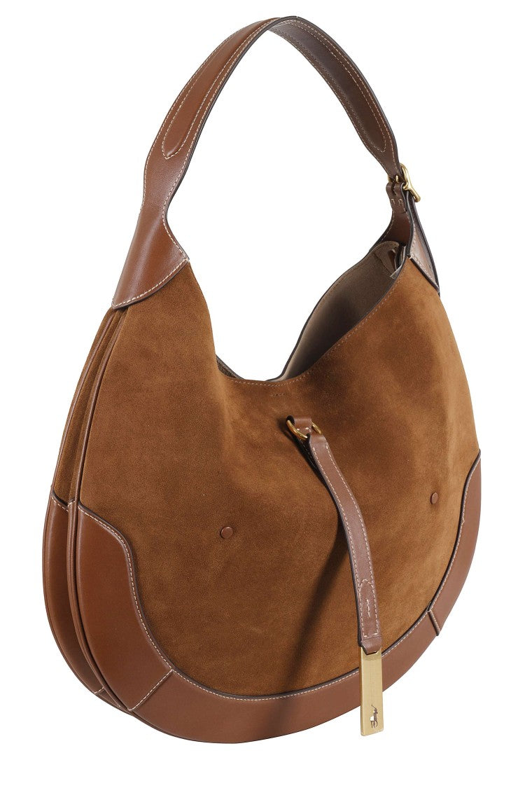 Polo Ralph Lauren Cinnamon P Id Medium Suede Leather Shoulder Bag