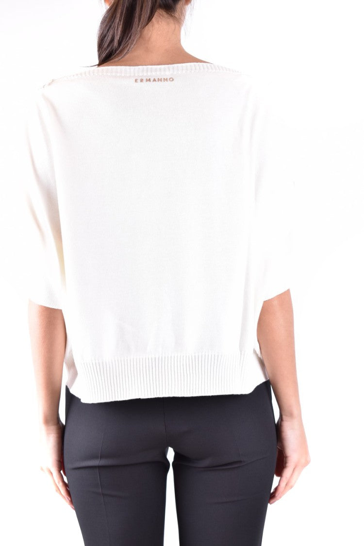 Ermanno Off White Cotton Sweater