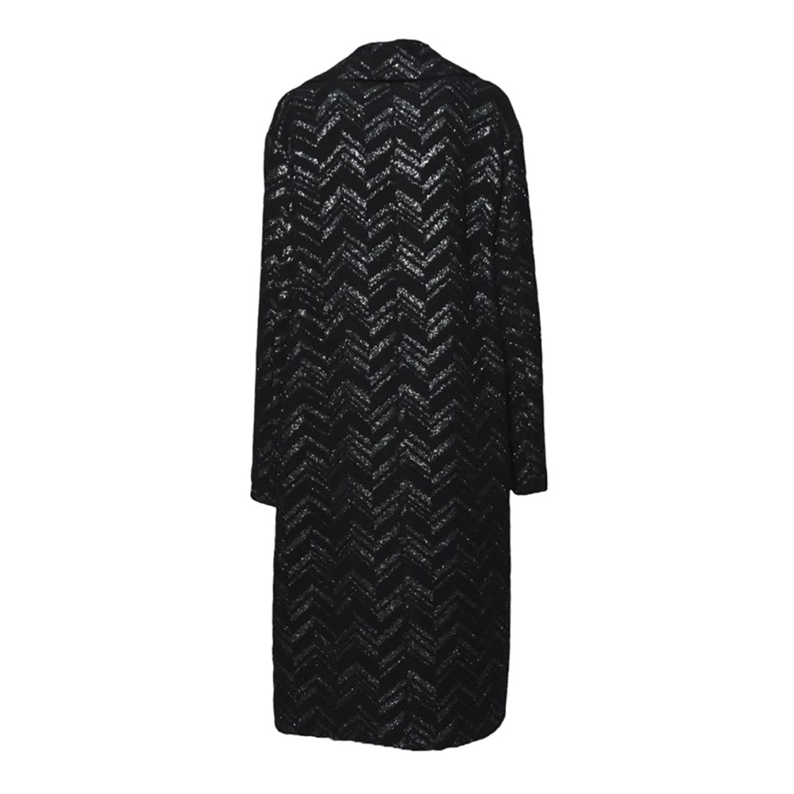 Missoni Black Bouclé Knit Coat With Lame Chevron