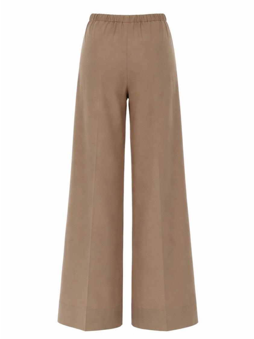 Moncler Wide-Leg Relaxed Fit Cotton Trousers With High Waist