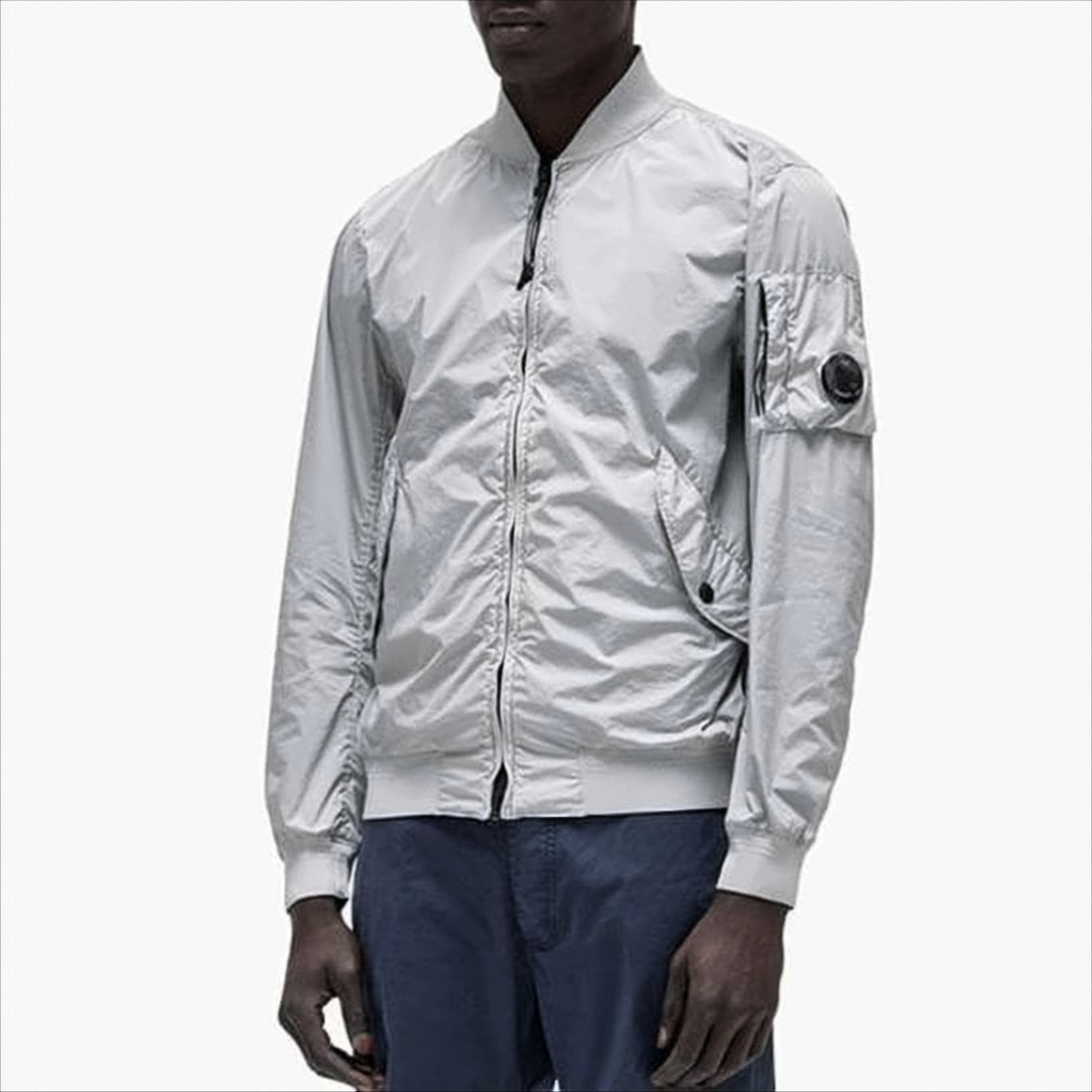C.P. Company Lightweight Silver Bomber Jacket With Modern Design