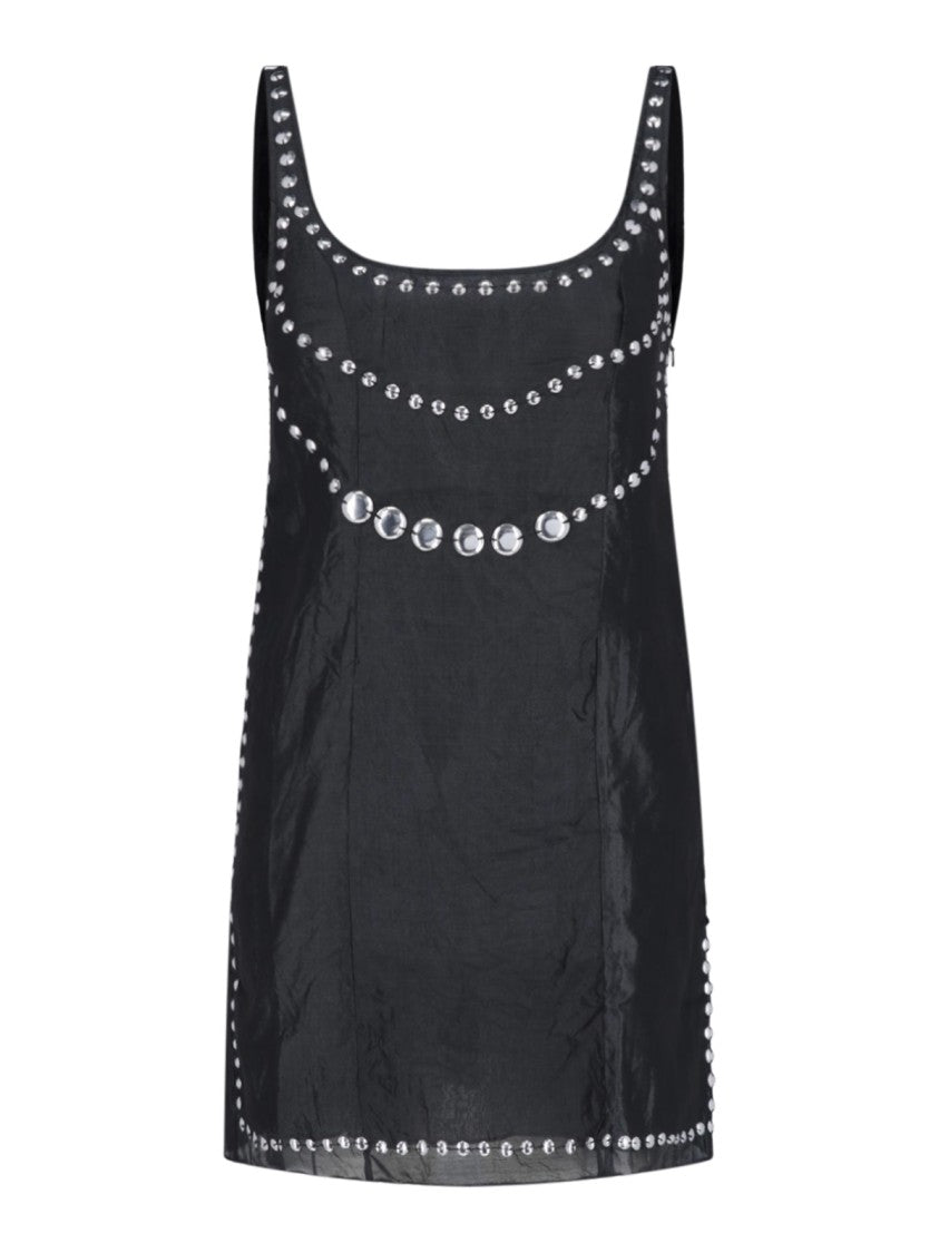 Gimaguas Black Claude Studded Silk Mini Dress