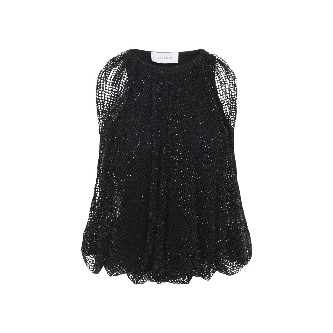 Sportmax Sleeveless Black Mesh Overlay Top