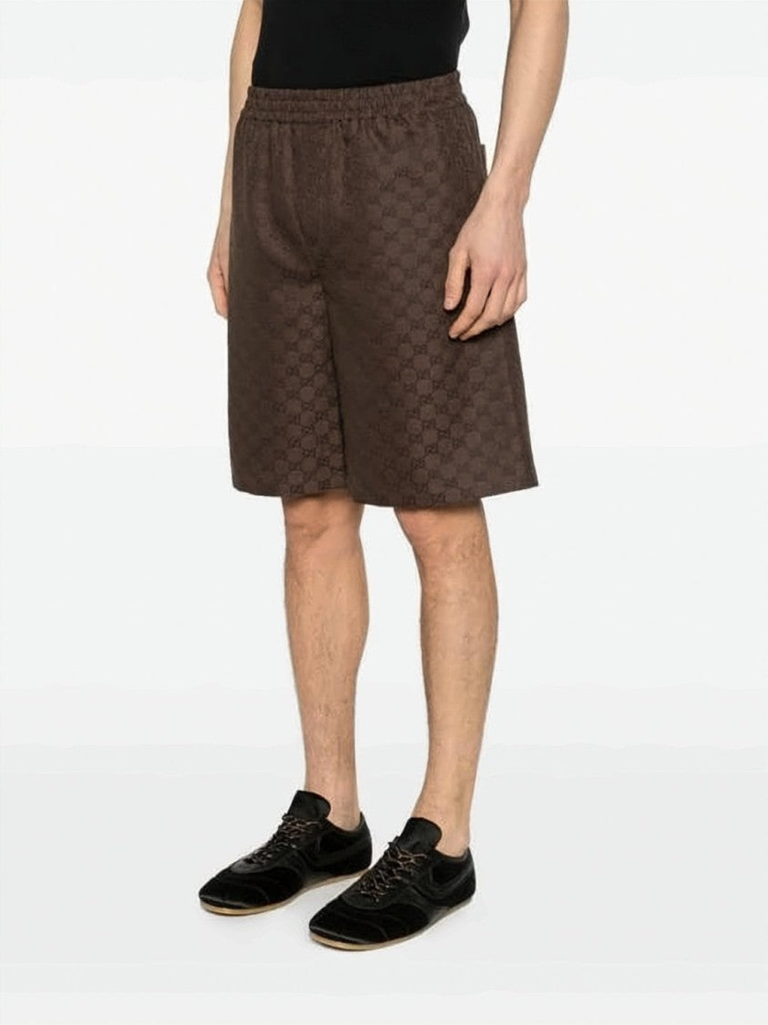 Gucci Relaxed Fit Linen-Blend Shorts With Textured Finish