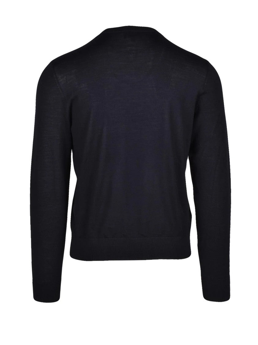 Emporio Armani Crew Neck Sweater In 100% Virgin Wool With Textured Detail