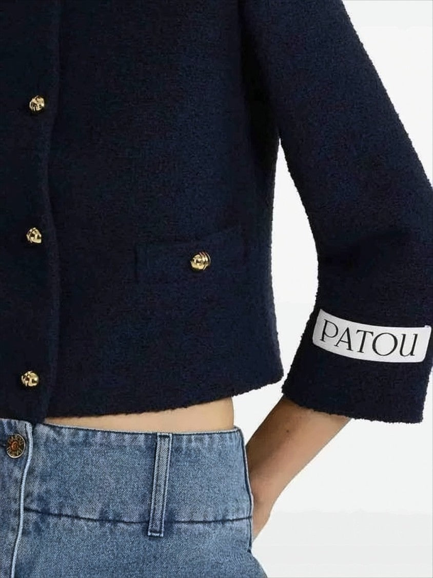 Patou Boxy Cropped Jacket With Textured Fabric