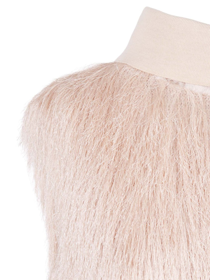 Peserico Fitted Polyester Blend Dress With Metallic Accents