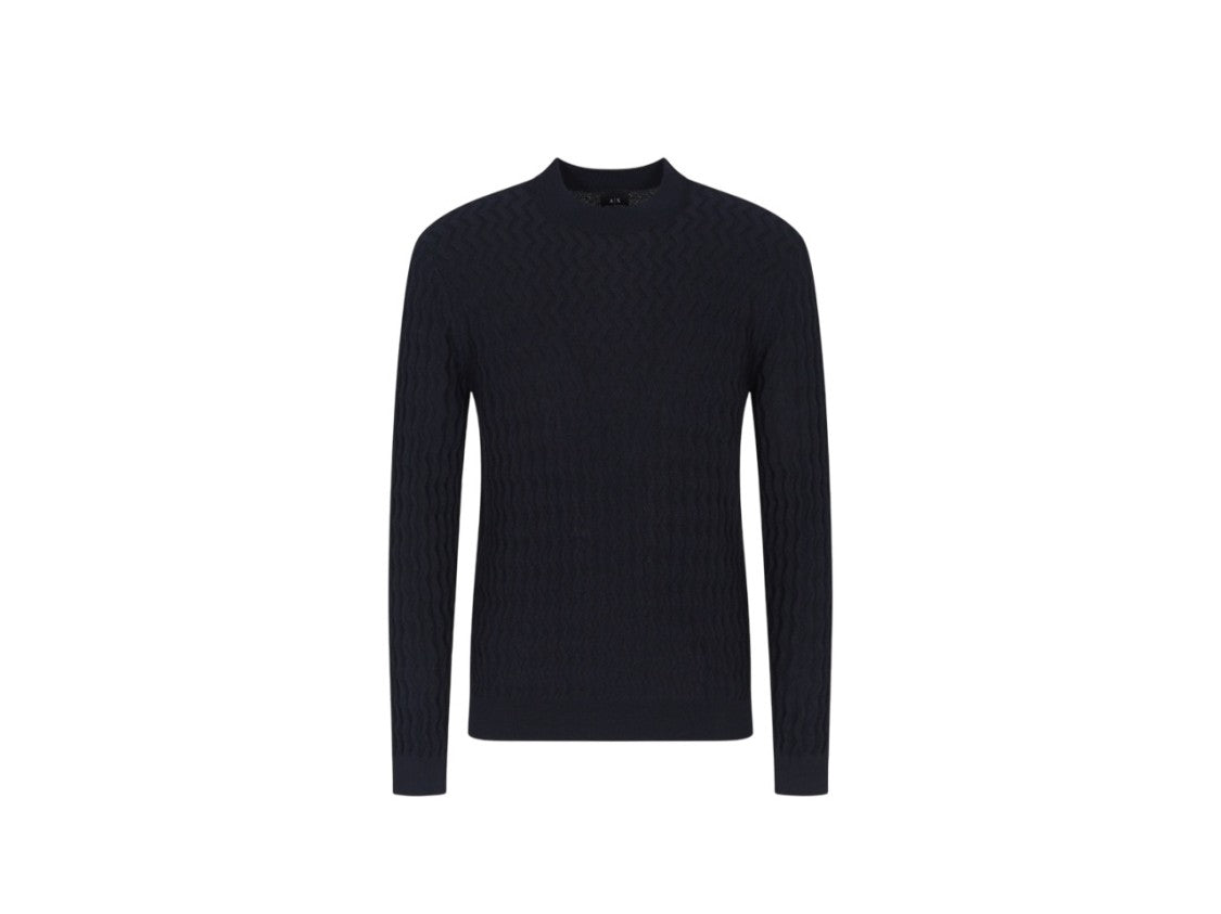 Armani Exchange Textured Knit Sweater With Ribbed Details
