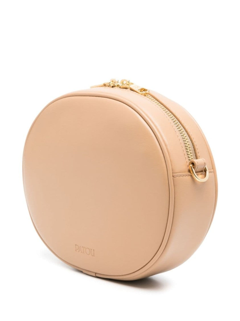 Patou Oval-Shaped Beige Calf Leather Bag