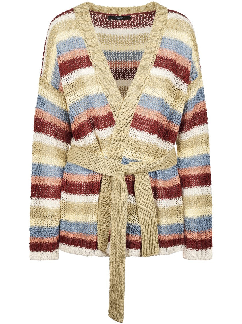 Max Mara Loose Knit Cardigan With Horizontal Stripes