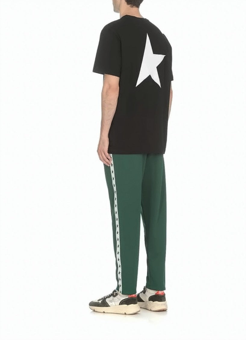 Golden Goose Deep Green Jogging Pants With Star Pattern Accents