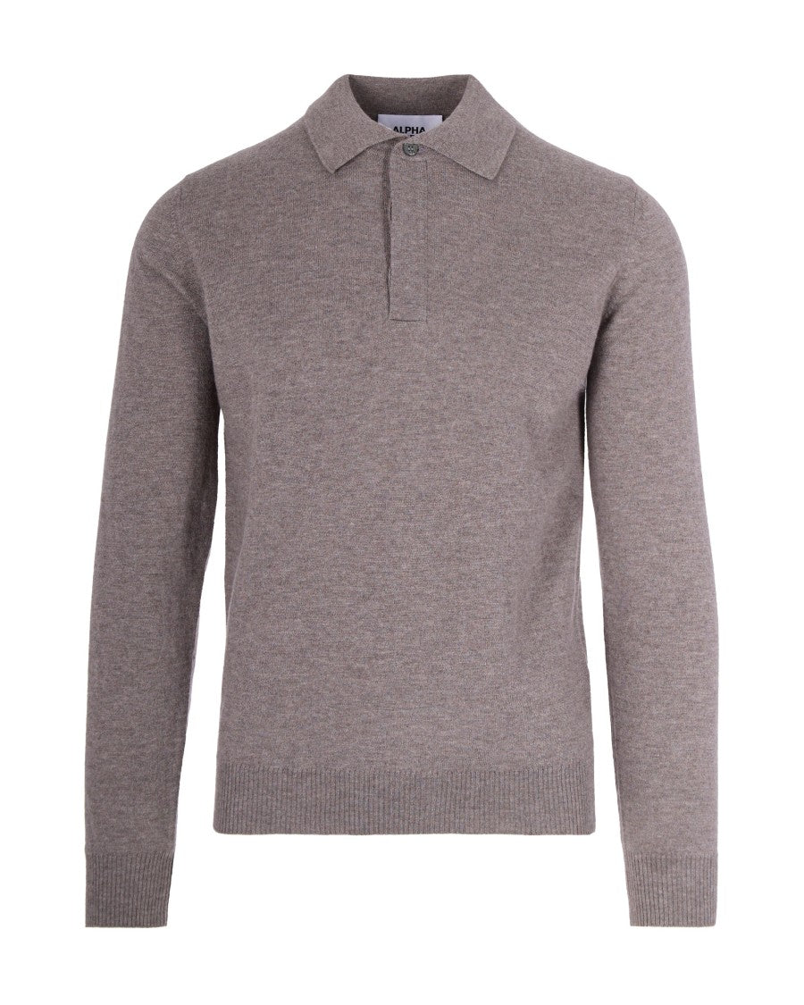 Alpha Studio Dove Gray Wool Polo