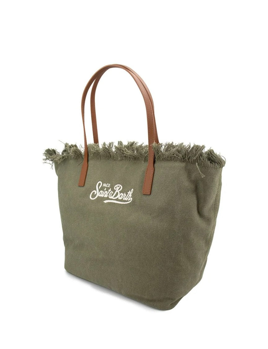 Mc2 Saint Barth Military Green Sangallo Fringe City Crossbody Bag