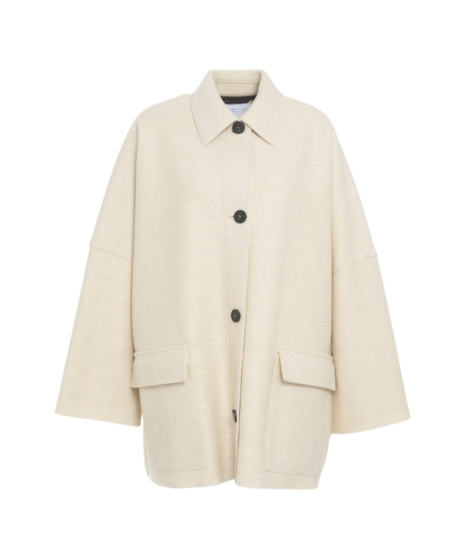 Harris Wharf London Relaxed Fit Oversized Coat With Classic Collar And Distinctive Closure